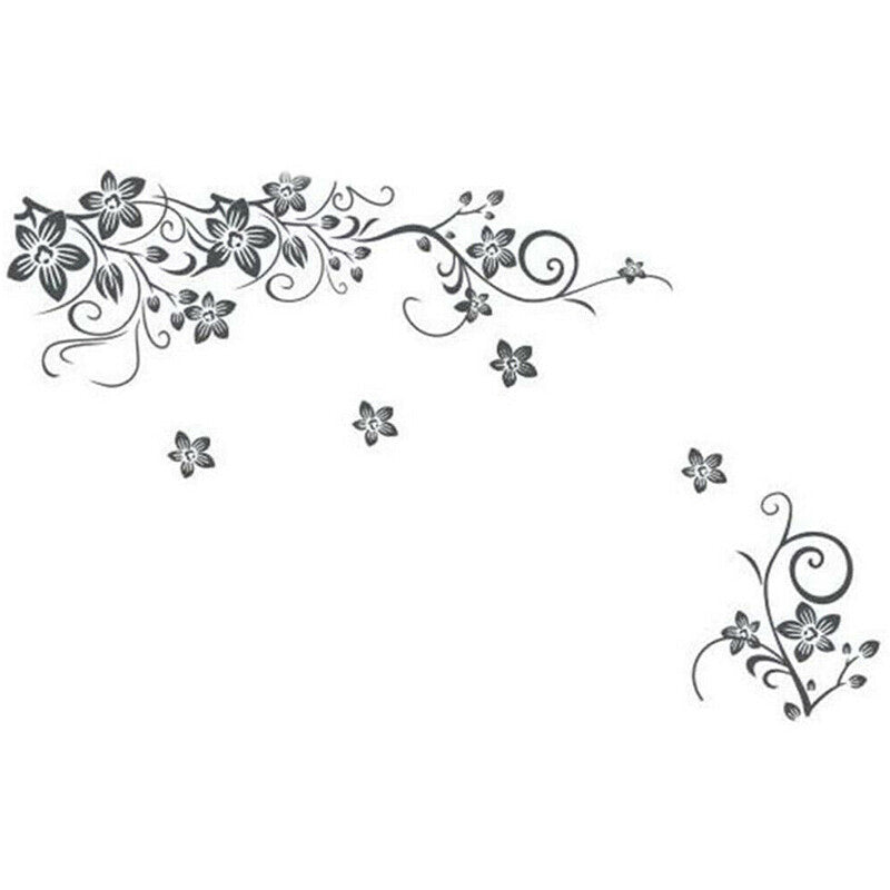 Vine Flowers Sticker And Butterflies Wall Art Vinyl Sticker-Home DIY Wall Decal