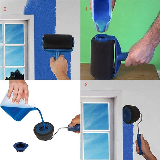 Paint Runner Pro Roller 8Pcs Brush Set Room Painting Wall Handle Decorating Home