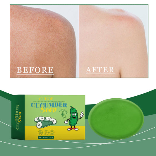 OUHOE Cucumber Cleansing Soap, Deep Cleaning Face Bath Care Skin Refreshing Oil Control Multi-Purpose Soap