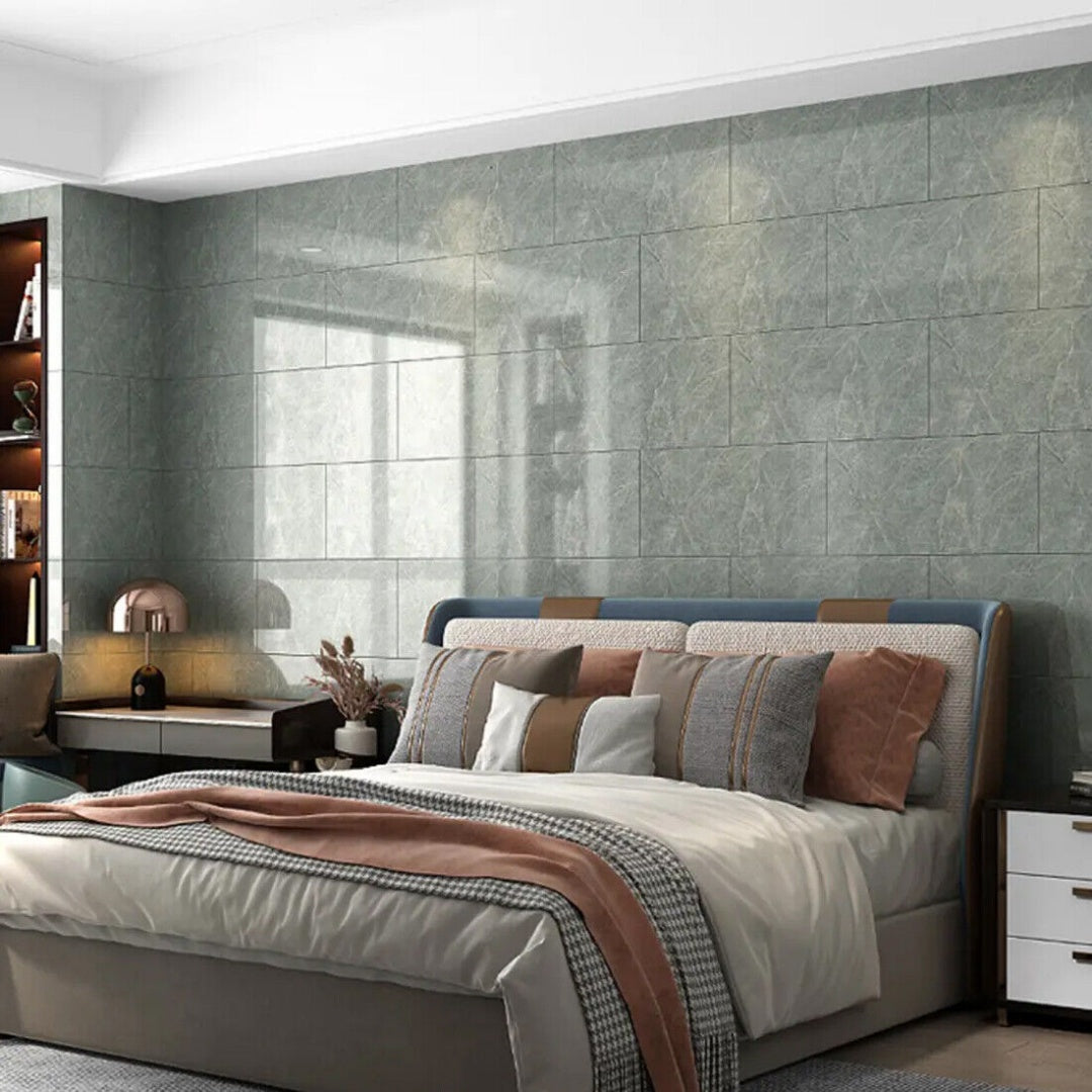 Marble Tiles Sticker Self-Adhesive Stick On Kitchen Home Wall Bathroom Decor--10pcs Dark Gray