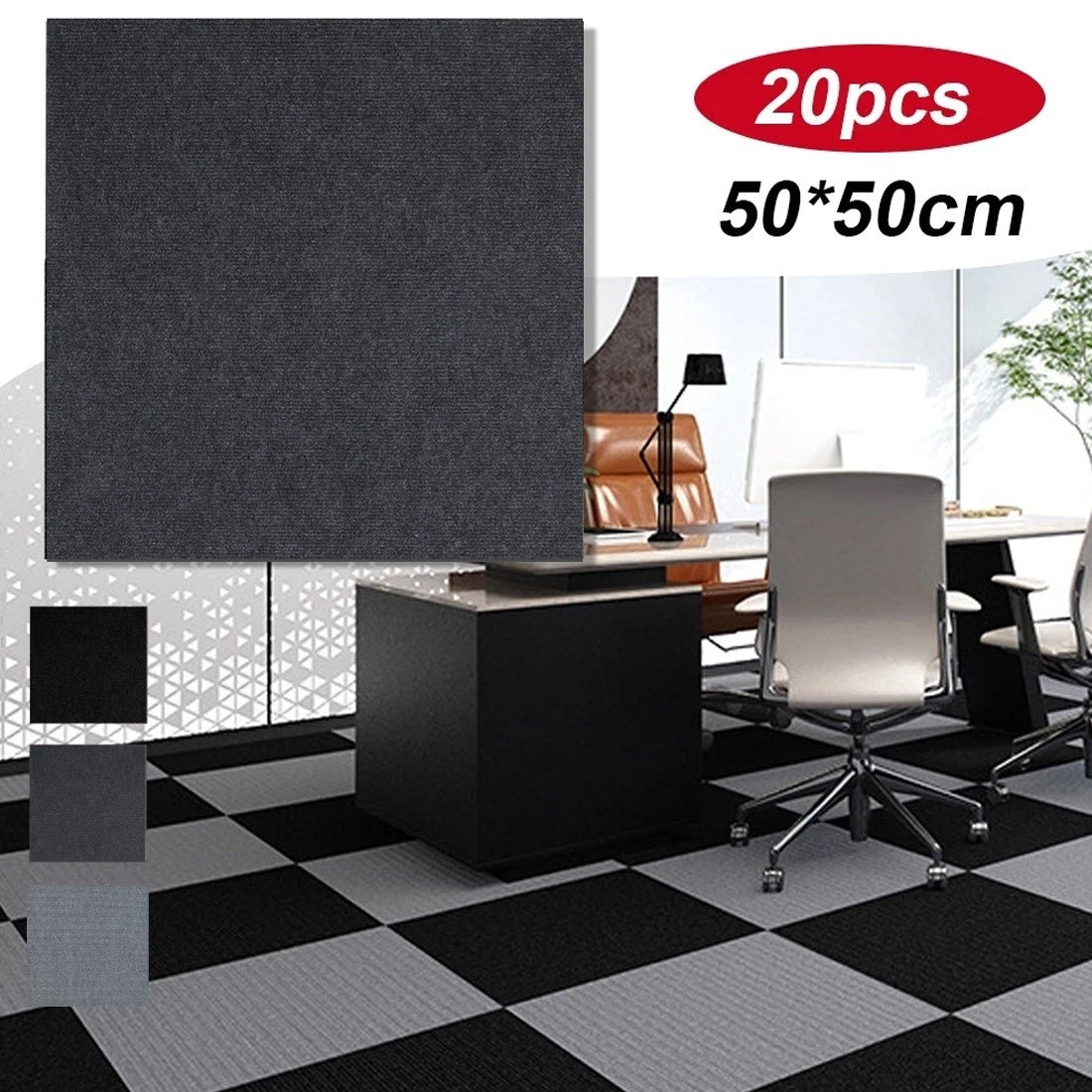 NEW 20x Carpet Tiles 5m2 Commercial Retail Office Home Shop Premium Flooring 50x50cm UK