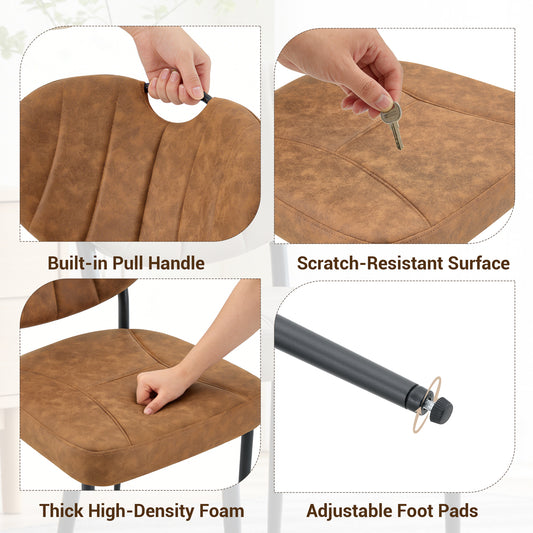 Dining Chairs Set Of 4, Comfort-Touch Tech Fabric Upholstered Dining Room Chairs, High-Resilience Sponge Padding, Metal Legs With Spray Coating Finish  Light Brown, Set Of 4