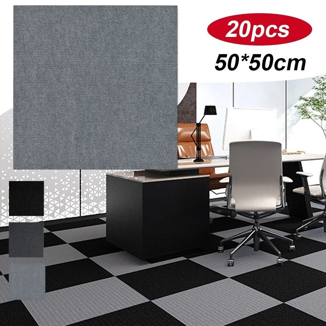 NEW 20x Carpet Tiles 5m2 Commercial Retail Office Home Shop Premium Flooring 50x50cm UK