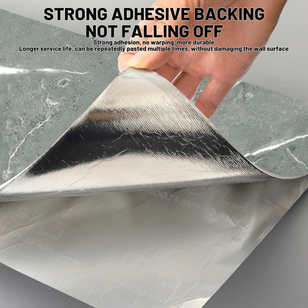 Marble Tiles Sticker Self-Adhesive Stick On Kitchen Home Wall Bathroom Decor--10pcs Dark Gray