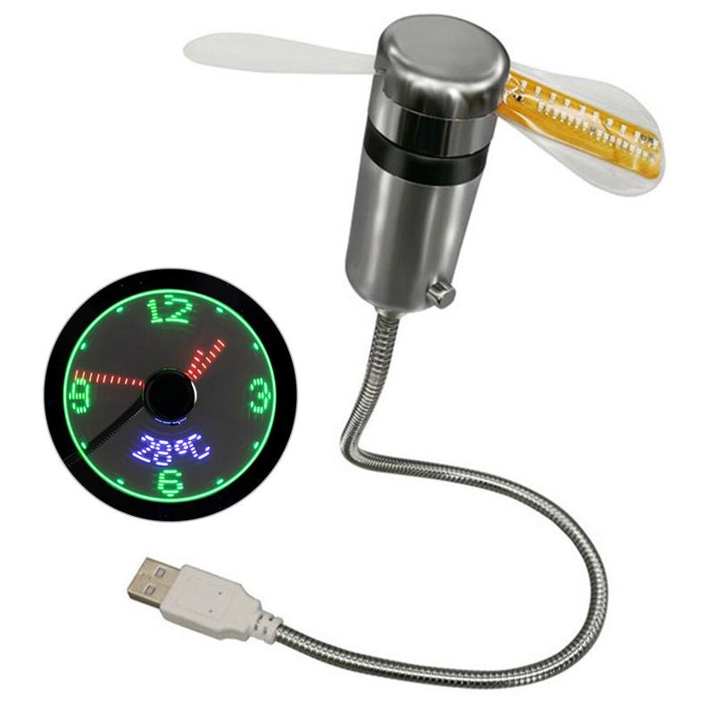 2-3 Days Arrive  Clock Fans DC 5V LED Clock Fan Portable Gadgets -Time Temperature Display-  UK