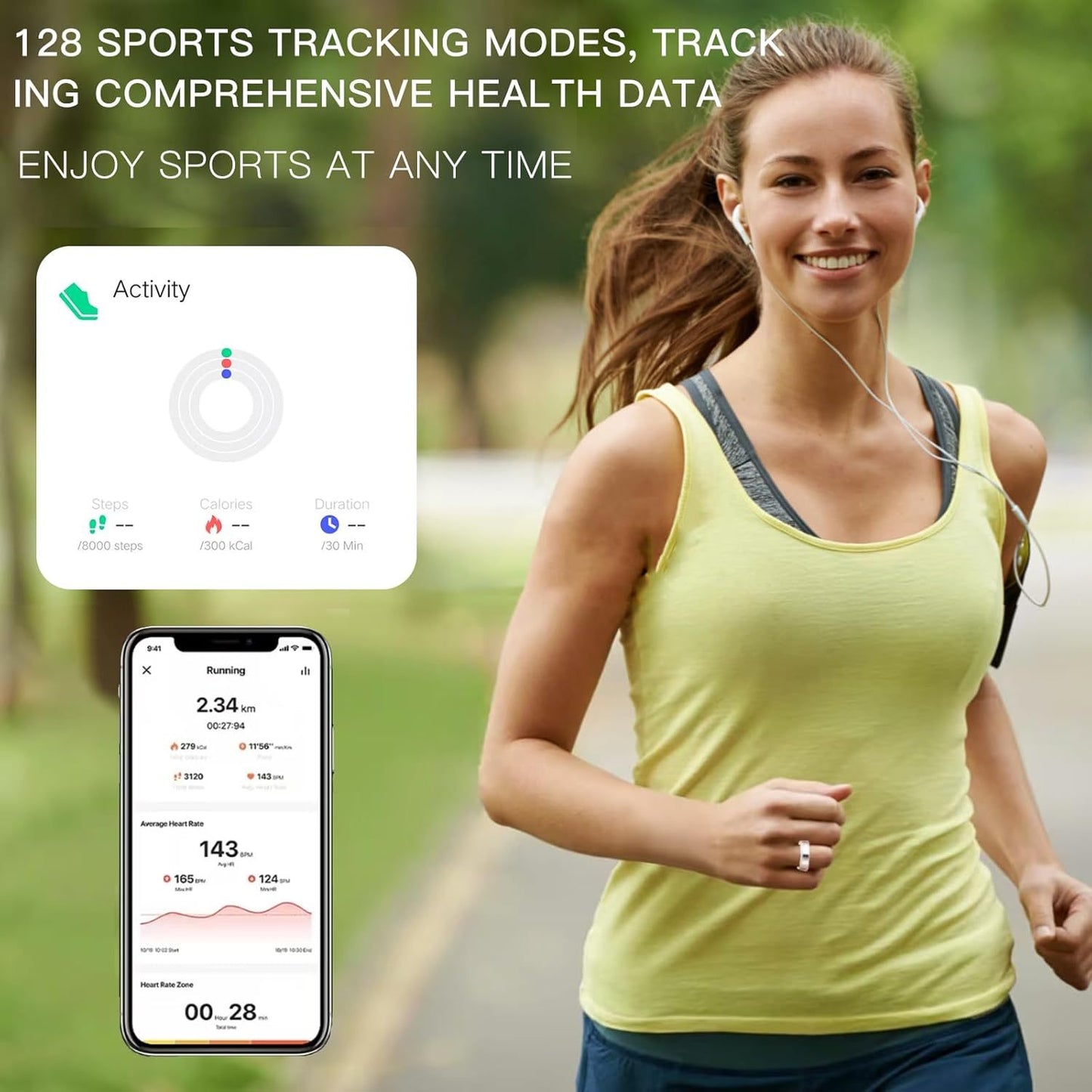 Smart Ring For Women Luxury Elegant Diamond Ring With Visible Tech Core Heart Rate Sleep Tracker Fitness Health Monitor IP68 Waterproof Compatible