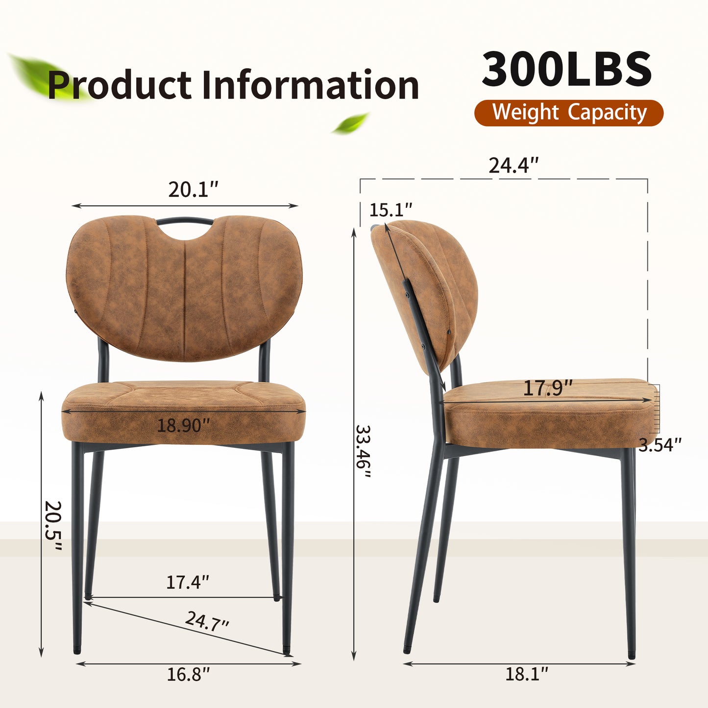 Dining Chairs Set Of 4, Comfort-Touch Tech Fabric Upholstered Dining Room Chairs, High-Resilience Sponge Padding, Metal Legs With Spray Coating Finish  Light Brown, Set Of 4