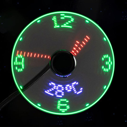 2-3 Days Arrive  Clock Fans DC 5V LED Clock Fan Portable Gadgets -Time Temperature Display-  UK