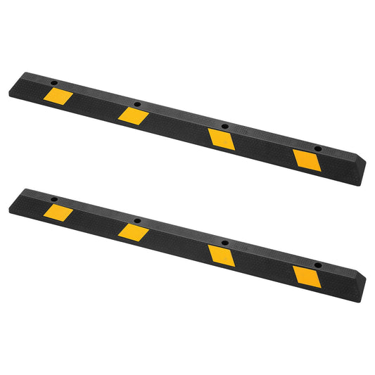 Parking Stopper, 72 Inch 2 Pcs Heavy Duty Parking Aid For Garage, Rubber Curb Garage Floor Stopper With Reflective Strips, Aid Gadgets For Cars Vans Trucks Tire Wheel Guide Block Stops Bumpers