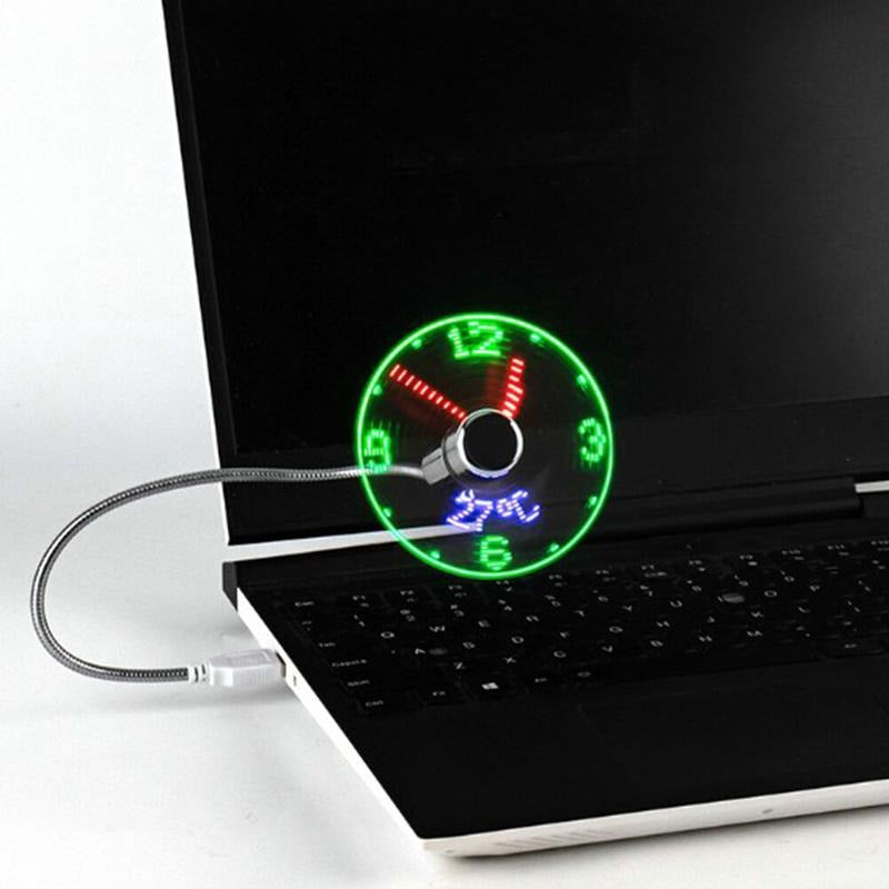 2-3 Days Arrive  Clock Fans DC 5V LED Clock Fan Portable Gadgets -Time Temperature Display-  UK