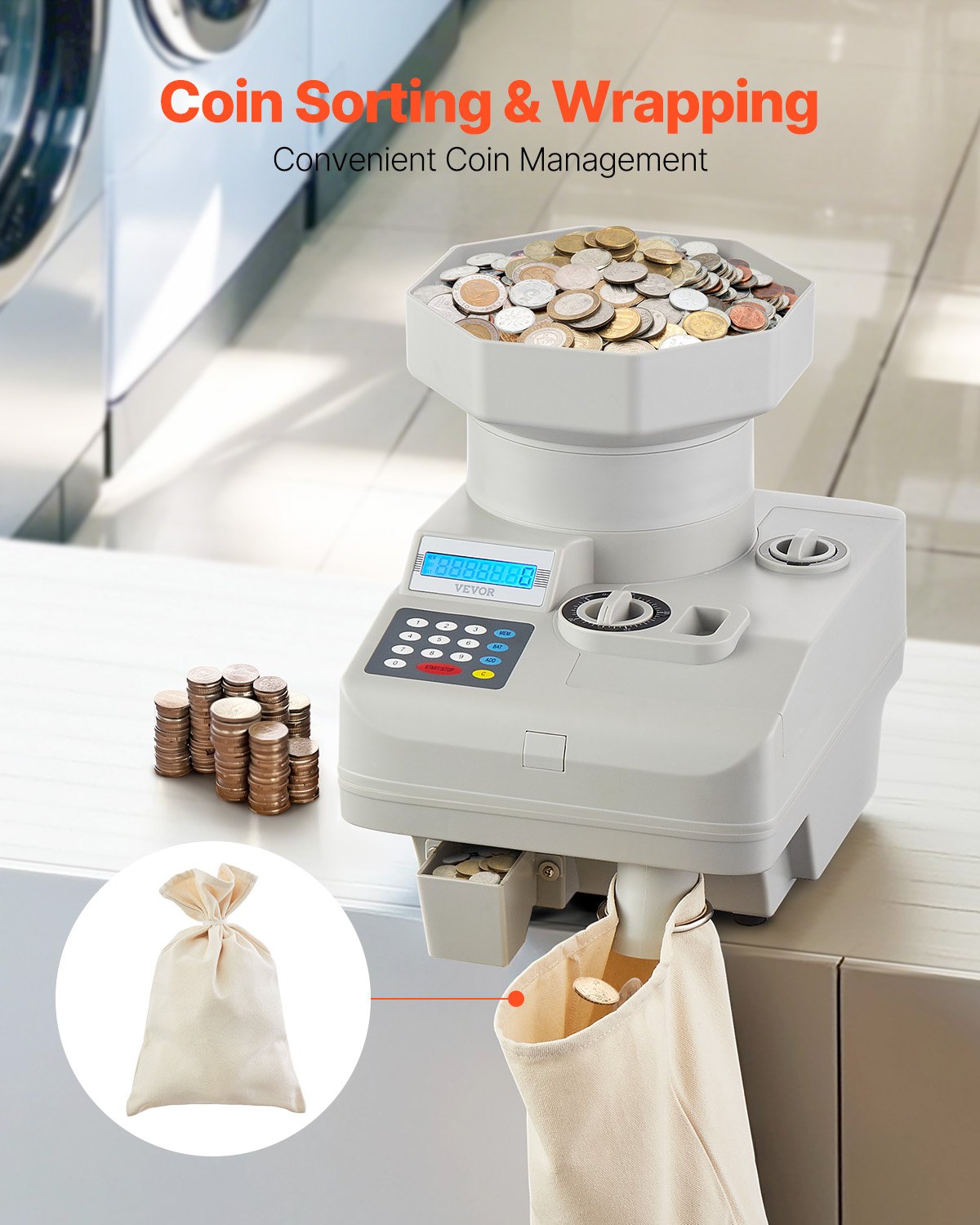 High Speed Coin Counter, Professional Coin Sorter With Anti-Jam Tech, Heavy Duty Bank Grade Automatic Coin Sorter And Wrapper Machine For All Coins, Suitable For International Coins And Tokens