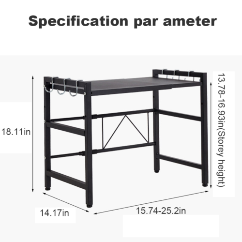 2 Tier Iron Microwave Oven Rack Stand Storage Holder Kitchen Corner Shelf Black