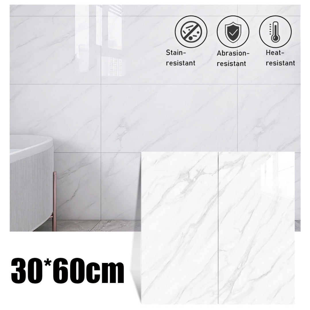 Marble Tiles Sticker Self-Adhesive Stick On Kitchen Home Wall Bathroom Decor---20pcs White