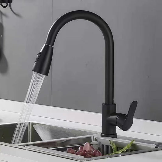 Black --Kitchen Tap, 2 Modes 360 Swivel Spout Kitchen Sink Mixer Tap, Single Handle Stainless Steel Tap, For Single Hole Sink And Kitchen, , Christmas Gifts