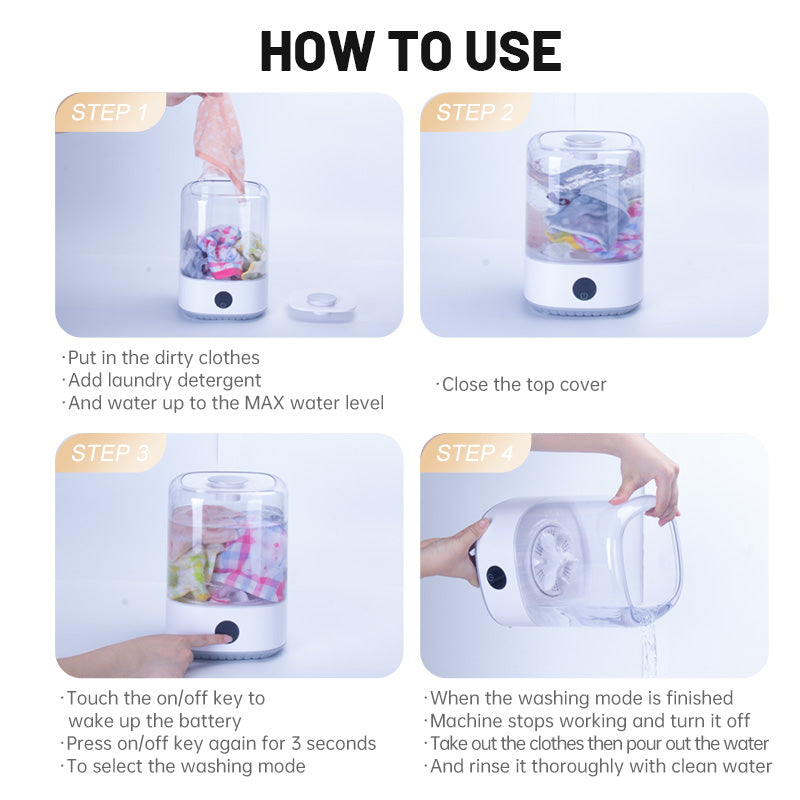 Travel Mini Washer - Cordless Rechargeable Underwear & Socks Washing Machine, Upgraded 6L Portable, Quiet Operation, Perfect For Camping, Dorm, RV & On-the-Go Use