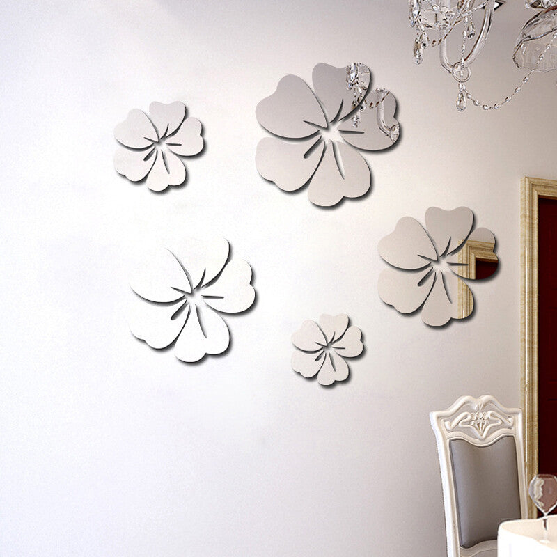 Flower Decal 3D Mirror Wall Sticker Removable Art Mural Home Room Decor Durable