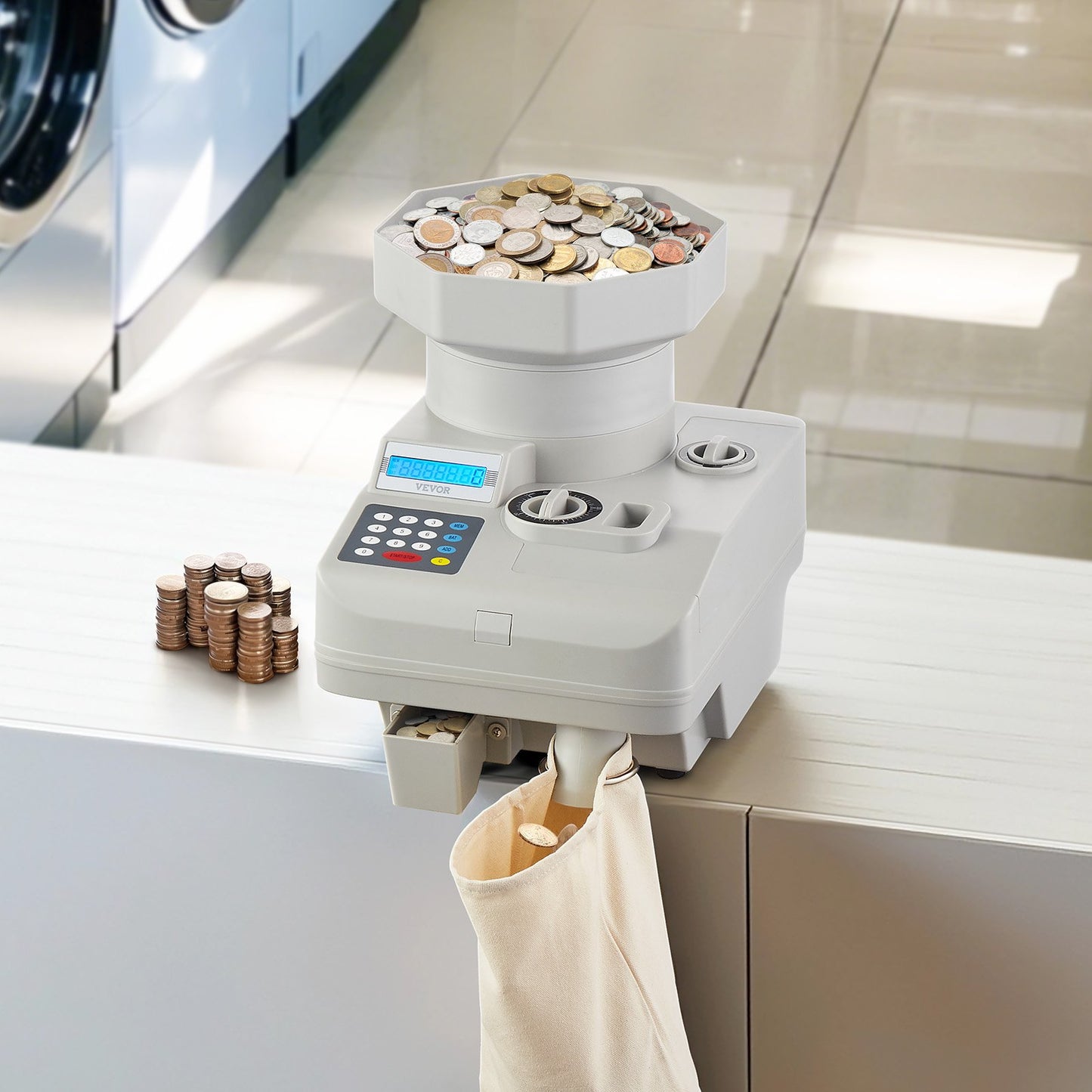 High Speed Coin Counter, Professional Coin Sorter With Anti-Jam Tech, Heavy Duty Bank Grade Automatic Coin Sorter And Wrapper Machine For All Coins, Suitable For International Coins And Tokens