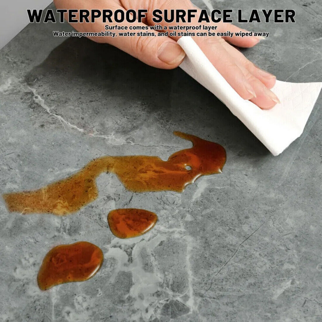 Marble Tiles Sticker Self-Adhesive Stick On Kitchen Home Wall Bathroom Decor--10pcs Light Gray