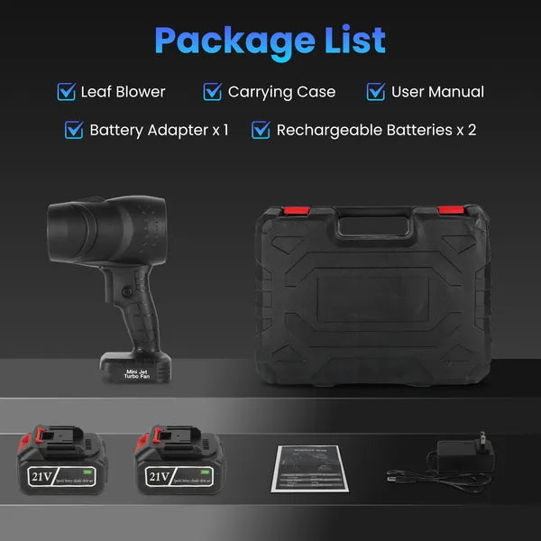 130000RPM Cordless Mini Blower, 1000W Powerful Motor With Turbo Tech - 550g Wind Pressure&600g Blowing Force, 64mm Air Output For Heavy Debris Cleaning