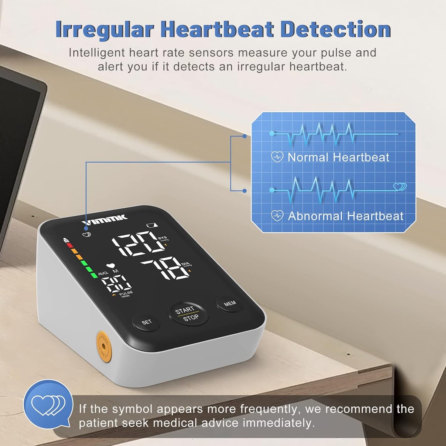 Multifunctional Home Blood Pressure Monitor With Cuff, Records 99 Measurements And Tracks Heart Rate