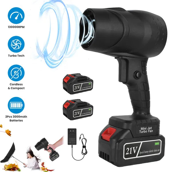 130000RPM Cordless Mini Blower, 1000W Powerful Motor With Turbo Tech - 550g Wind Pressure&600g Blowing Force, 64mm Air Output For Heavy Debris Cleaning