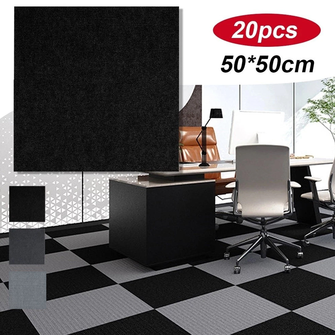 NEW 20x Carpet Tiles 5m2 Commercial Retail Office Home Shop Premium Flooring 50x50cm UK