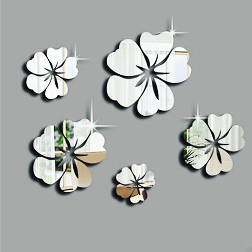 Flower Decal 3D Mirror Wall Sticker Removable Art Mural Home Room Decor Durable