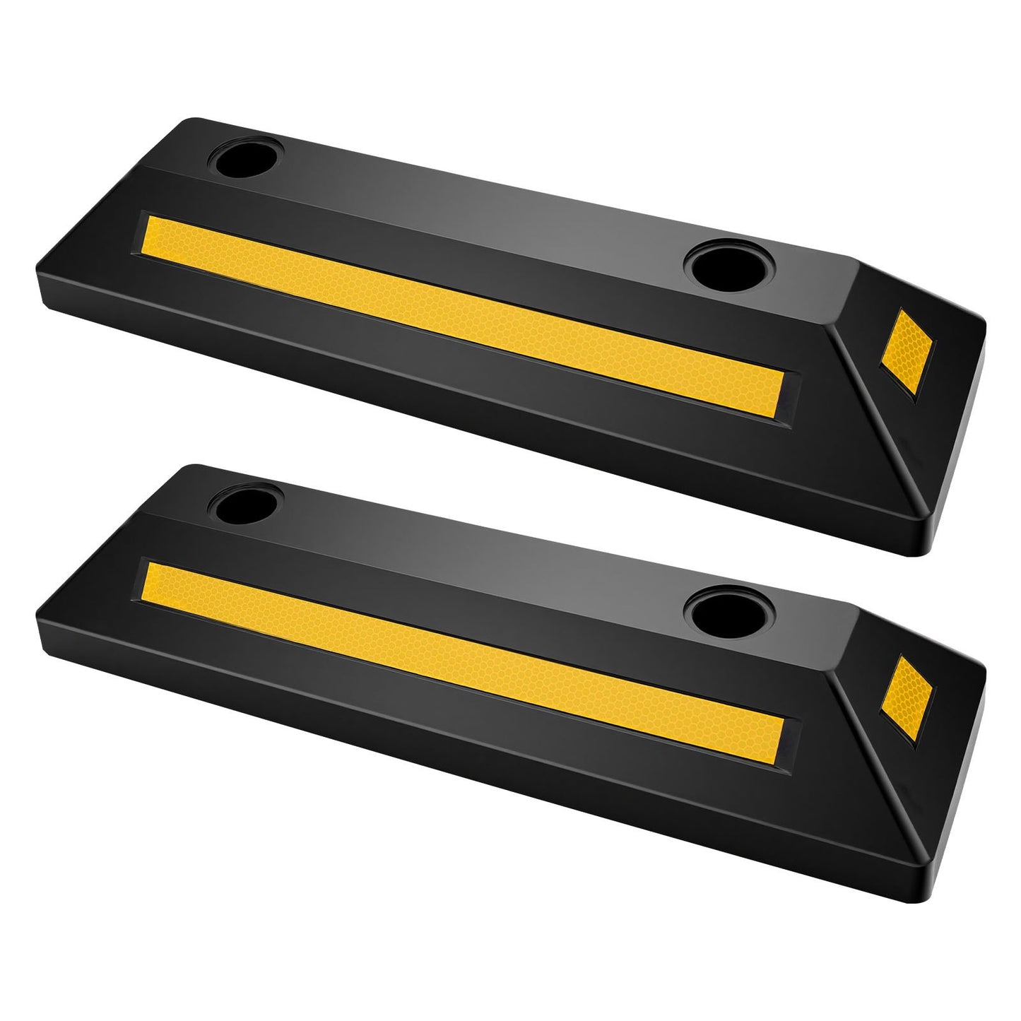 Parking Stopper, 21.6 Inch 2 Pcs Heavy Duty Parking Aid For Garage, Rubber Curb Garage Floor Stopper With Reflective Strips, Aid Gadgets For Cars Vans Trucks Tire Wheel Guide Block Stops Bumpers
