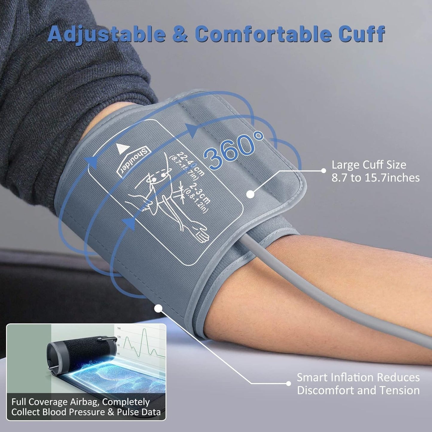 Multifunctional Home Blood Pressure Monitor With Cuff, Records 99 Measurements And Tracks Heart Rate