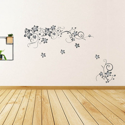 Vine Flowers Sticker And Butterflies Wall Art Vinyl Sticker-Home DIY Wall Decal