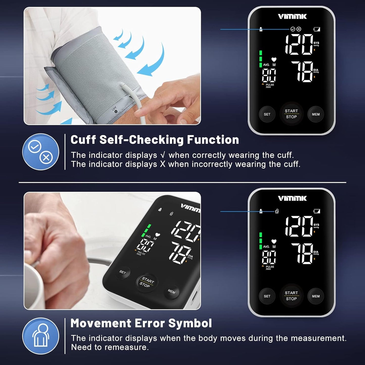 Multifunctional Home Blood Pressure Monitor With Cuff, Records 99 Measurements And Tracks Heart Rate