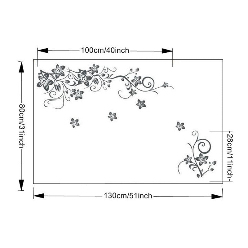 Vine Flowers Sticker And Butterflies Wall Art Vinyl Sticker-Home DIY Wall Decal