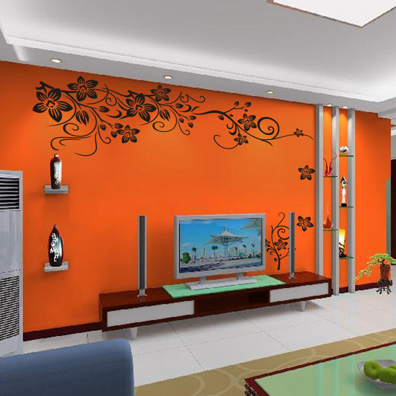 Vine Flowers Sticker And Butterflies Wall Art Vinyl Sticker-Home DIY Wall Decal