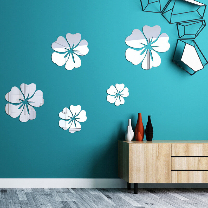 Flower Decal 3D Mirror Wall Sticker Removable Art Mural Home Room Decor Durable