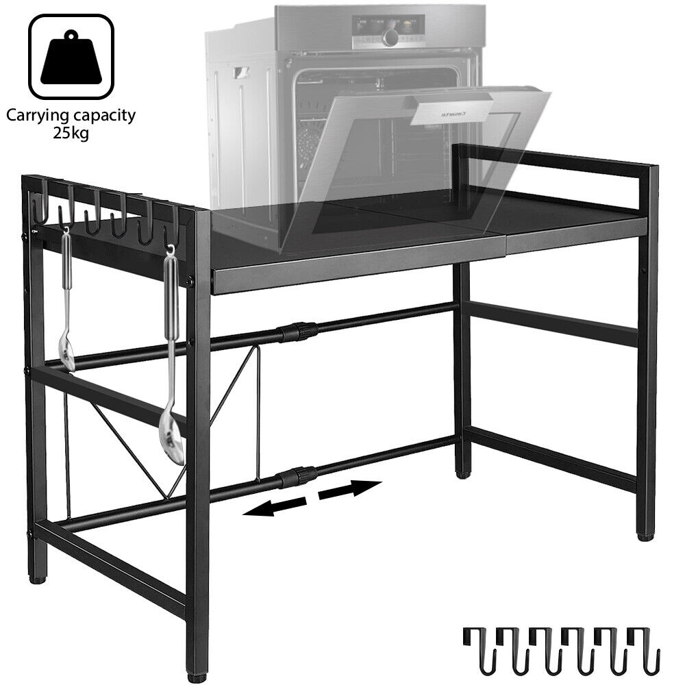 2 Tier Iron Microwave Oven Rack Stand Storage Holder Kitchen Corner Shelf Black