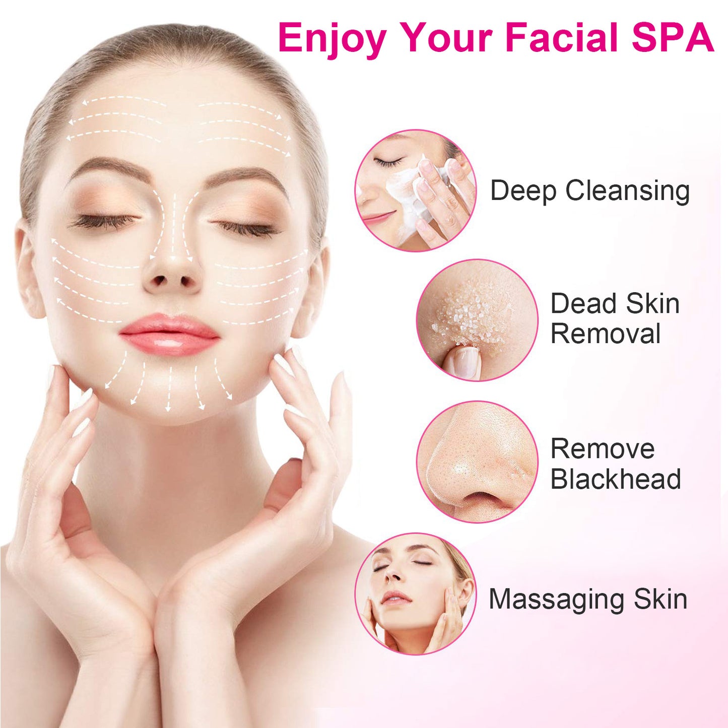 1Pc Facial Cleansing Brush Waterproof Face Spin Cleaning Brush With 5 Brush Heads Deep Cleansing Body Facial Brush Set For Gentle Exfoliating Removing Blackhead And Massaging