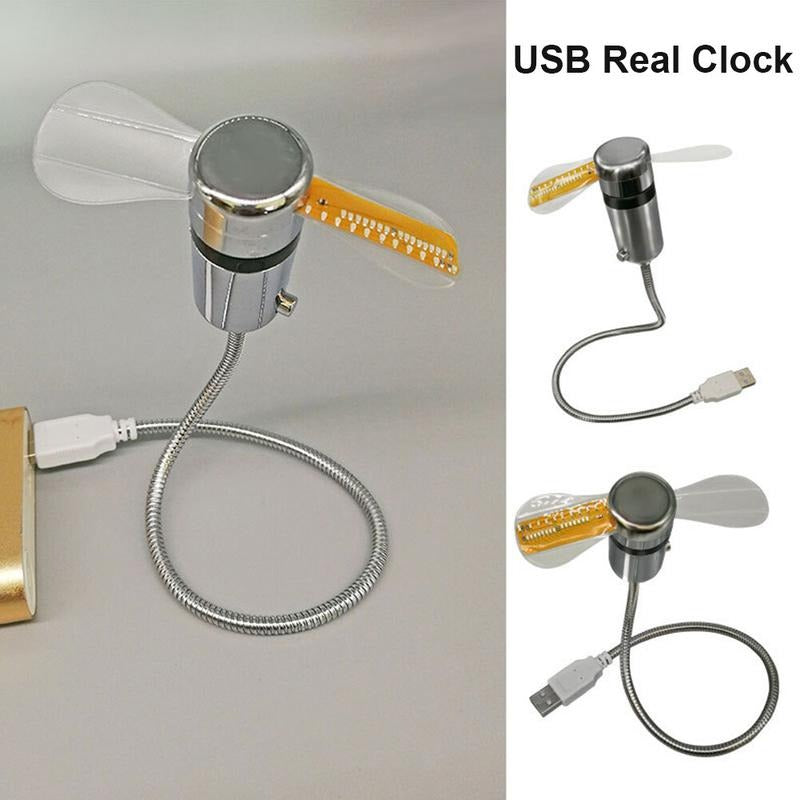 2-3 Days Arrive  Clock Fans DC 5V LED Clock Fan Portable Gadgets -Time Temperature Display-  UK